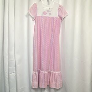 Vtg Liberty House Hawaii Maxi Dress Cottagecore Muumuu Flowers Pink White Size 7